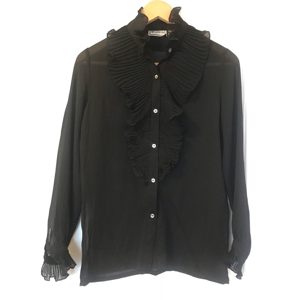 PRET-A-PORTER black blouse with ruffled collar